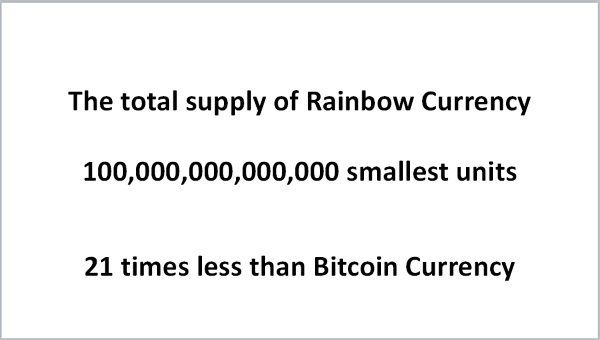 21 times less supply of Rainbow Currency than Bitcoin